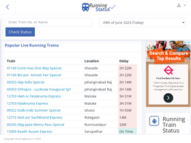 'runningstatus.in' screenshot