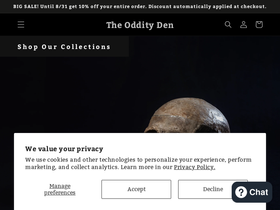 theoddityden.com homepage screenshot