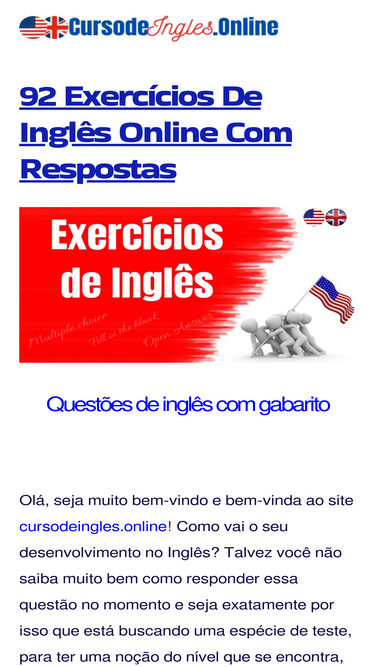 92 Exercícios de Inglês Online com Respostas