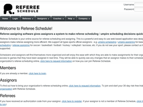 'refereeschedule.com' screenshot