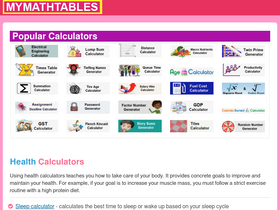 'mymathtables.com' screenshot