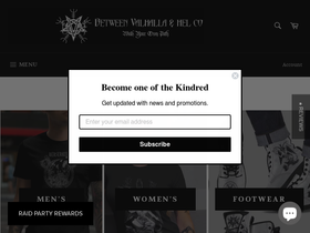 betweenvalhallaandhel.com homepage screenshot