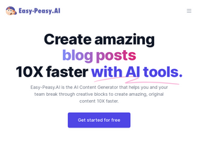 Easy Peasy AI - Unleash creativity with AI: write, design, transcribe, and speak globally.