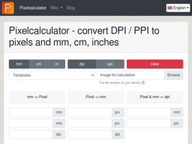'pixelcalculator.com' screenshot