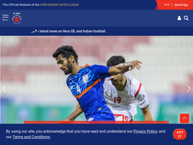 'indiansuperleague.com' screenshot