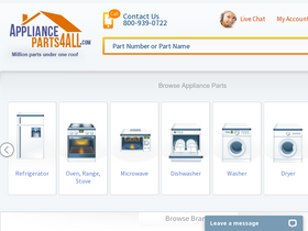'applianceparts4all.com' screenshot