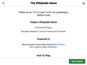 'thewikipediagame.com' screenshot