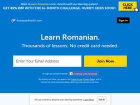 'romanianpod101.com' screenshot