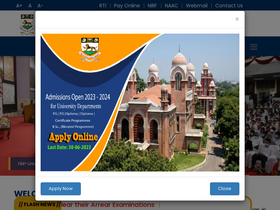 'unom.ac.in' screenshot