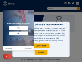 'tysonfoodservice.com' screenshot