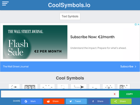 'coolsymbols.io' screenshot