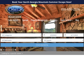 'blueskycabinrentals.com' screenshot