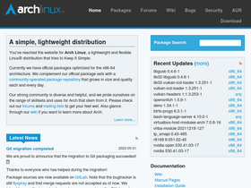 'archlinux.org' screenshot