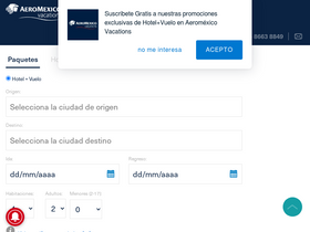 'aeromexicovacations.com' screenshot