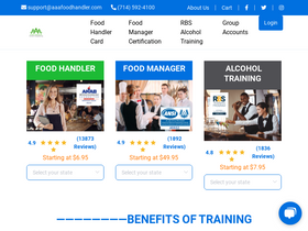 'aaafoodhandler.com' screenshot