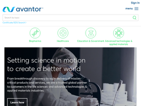 'avantorsciences.com' screenshot