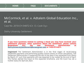 'devryuniversitysettlement.com' screenshot