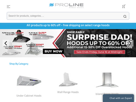 'prolinerangehoods.com' screenshot