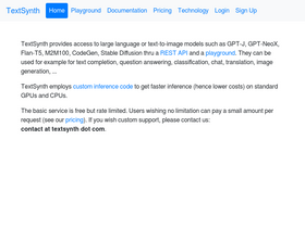 'textsynth.com' screenshot