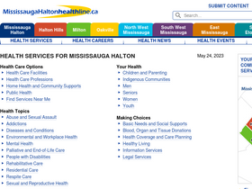 'mississaugahaltonhealthline.ca' screenshot
