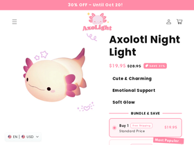 theaxolight.store homepage screenshot