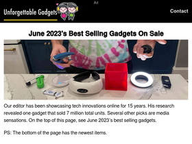 'unforgettablegadgets.com' screenshot