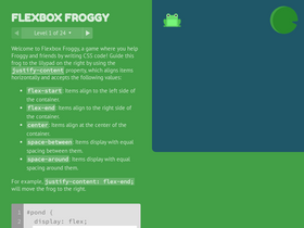 'flexboxfroggy.com' screenshot