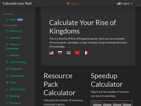 'rok-calculator.com' screenshot