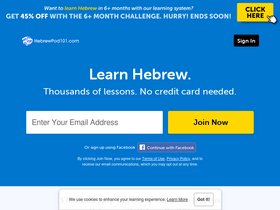 'hebrewpod101.com' screenshot