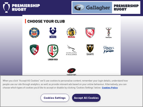 'premiershiprugby.com' screenshot
