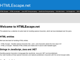 'htmlescape.net' screenshot