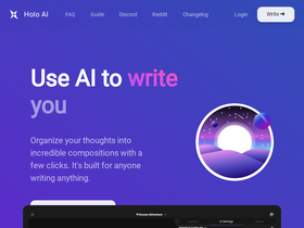 'writeholo.com' screenshot