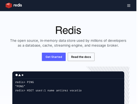 'redis.io' screenshot