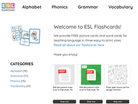 'eslflashcards.com' screenshot