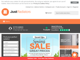 'justradiators.co.uk' screenshot