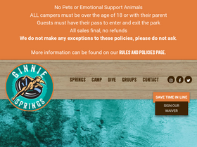 'ginniespringsoutdoors.com' screenshot