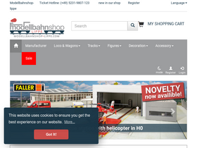 'modellbahnshop-lippe.com' screenshot