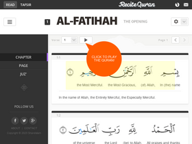 'recitequran.com' screenshot