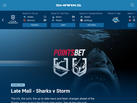 'sharks.com.au' screenshot