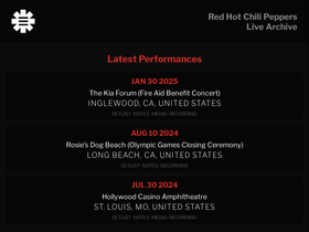 'rhcplivearchive.com' screenshot