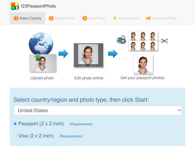 '123passportphoto.com' screenshot