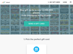 'treatgiftcards.com' screenshot