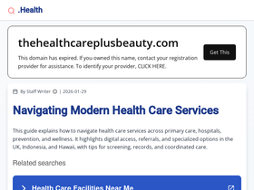 thehealthcareplusbeauty.com homepage screenshot