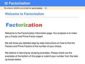 'factorization.info' screenshot