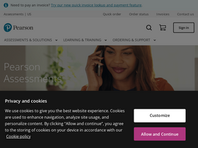 'pearsonassessments.com' screenshot