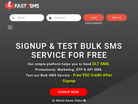 'fast2sms.com' screenshot