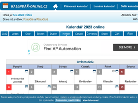 'kalendar-online.cz' screenshot