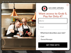 acechefapparels.com homepage screenshot