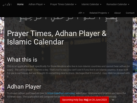 'aladhan.com' screenshot
