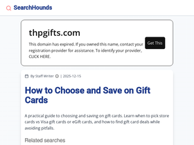 thpgifts.com homepage screenshot